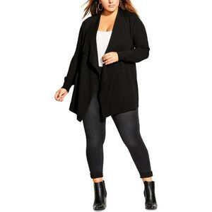 City Chic Womens Plus XXL 24 Black Lace Up Back Cardigan Sweater NWT CI15